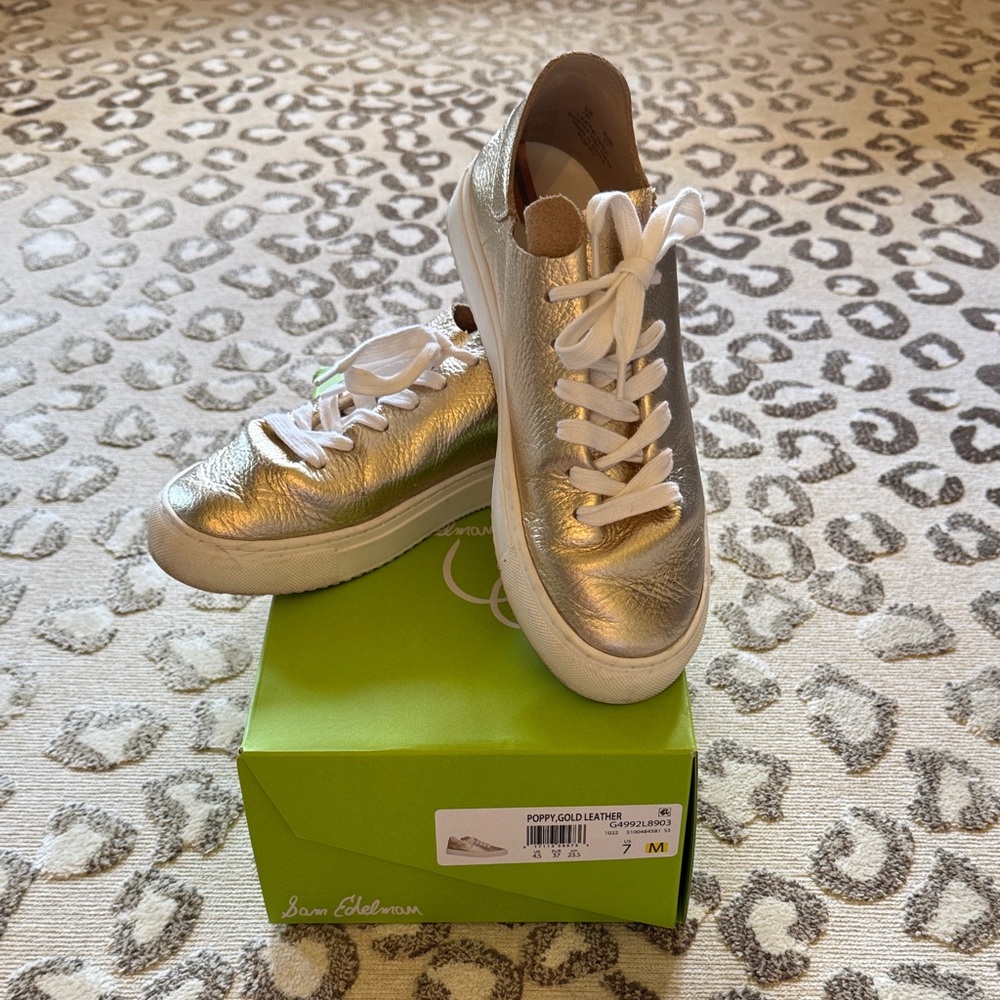 Sam Edelman Women's Gold Leather Sneakers
